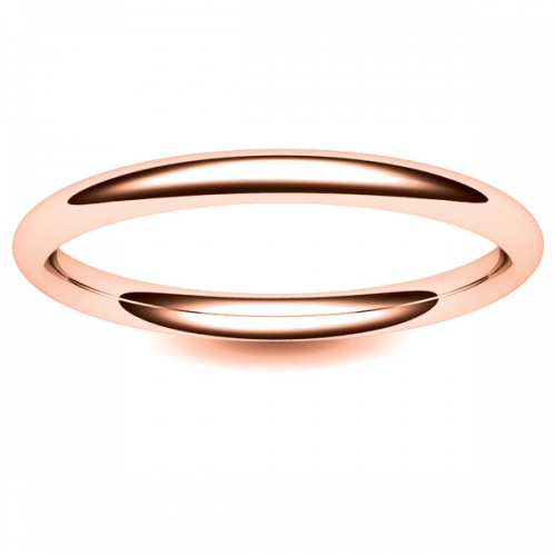 D Shaped Heavy -  2 mm (DSH2-R) Rose Gold Wedding Ring